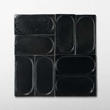 Black Arco 3x6 Glossy Stoneware Tile