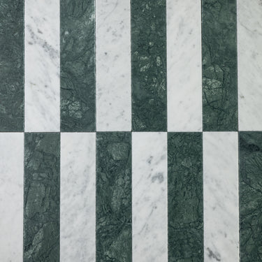 Verde Alpi X Bianco Carrara 3x12 Roman Checker Tile