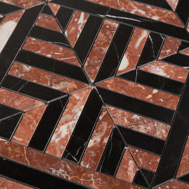 Strata Rojo Alicante and Nero Marquina Marble Polished Mosaic Tile