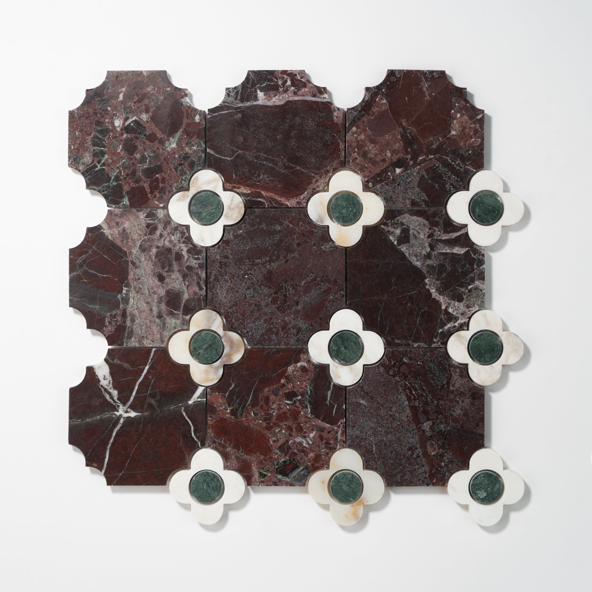 Floral Octagon | Rosso Levanto - Calacatta Viola - Verde Alpi