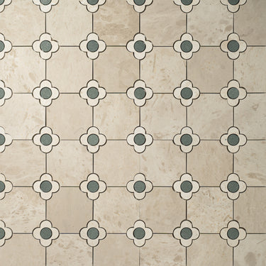 Floral Octagon | Harley Beige - Beige Limestone - Belgian Bluestone Honed Mosaic Tile