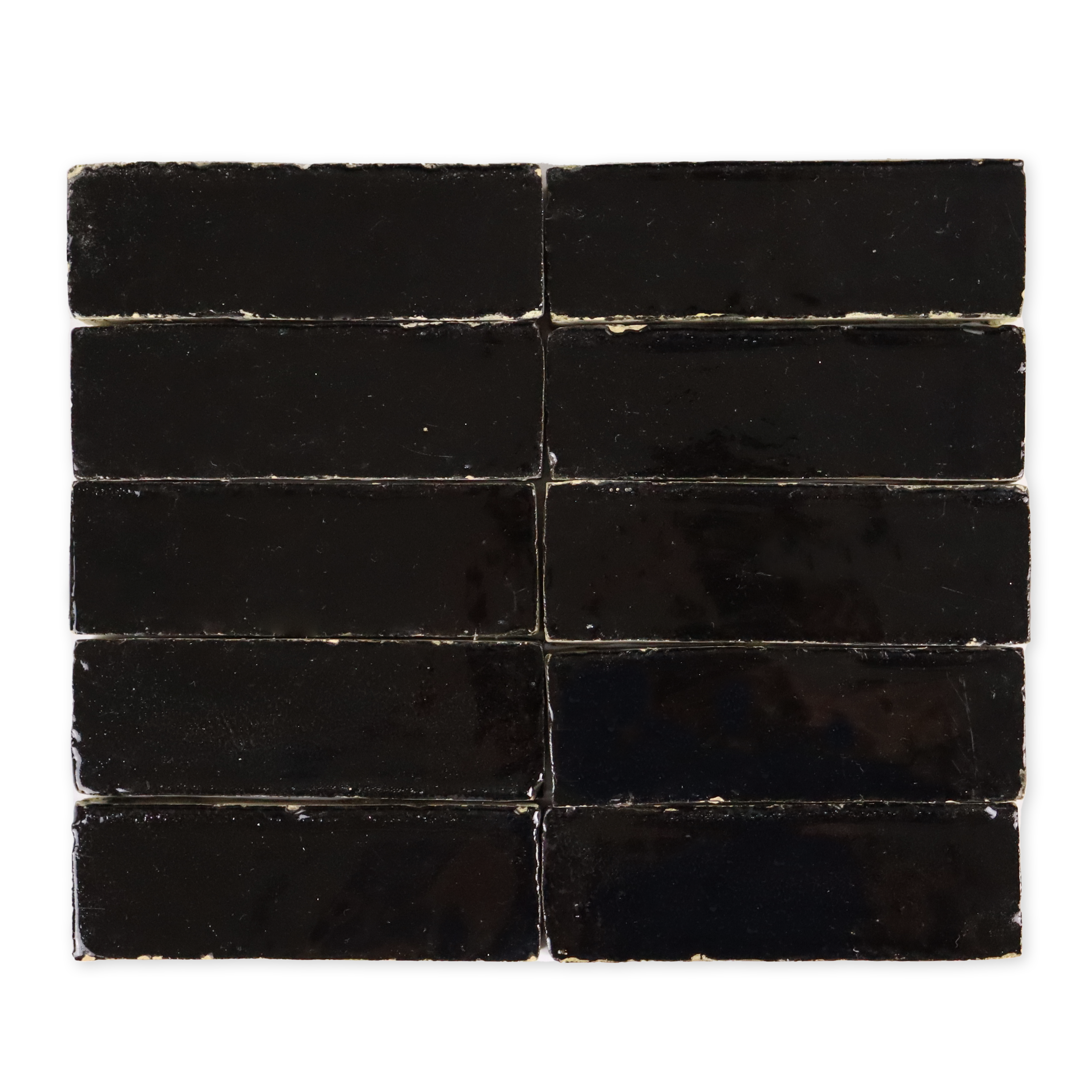 Handmade Moroccan Zellige 2x6 Noir Black Bejmat Terracotta Tile