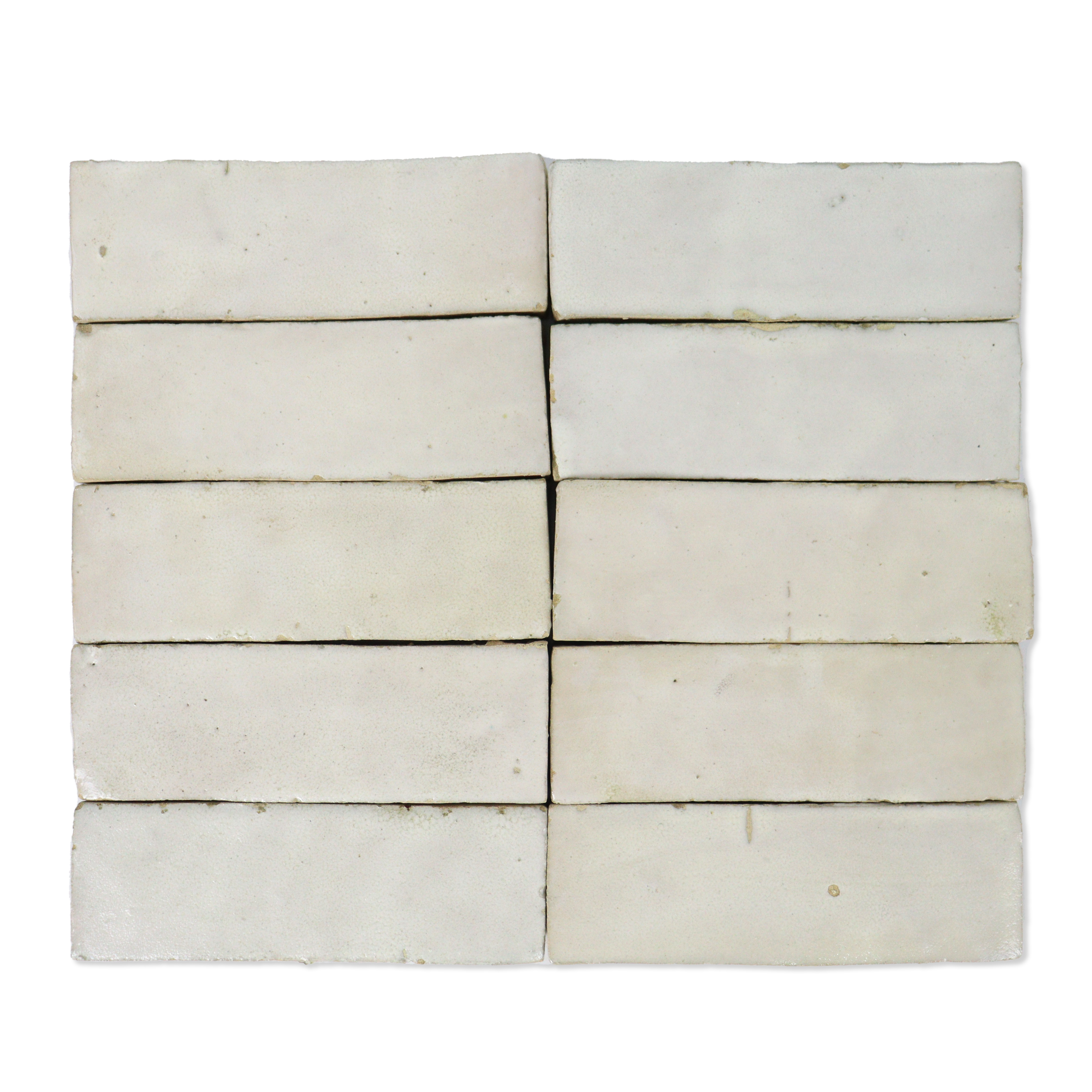 Handmade Moroccan Zellige 2x6 Pearl White Bejmat Terracotta Tile