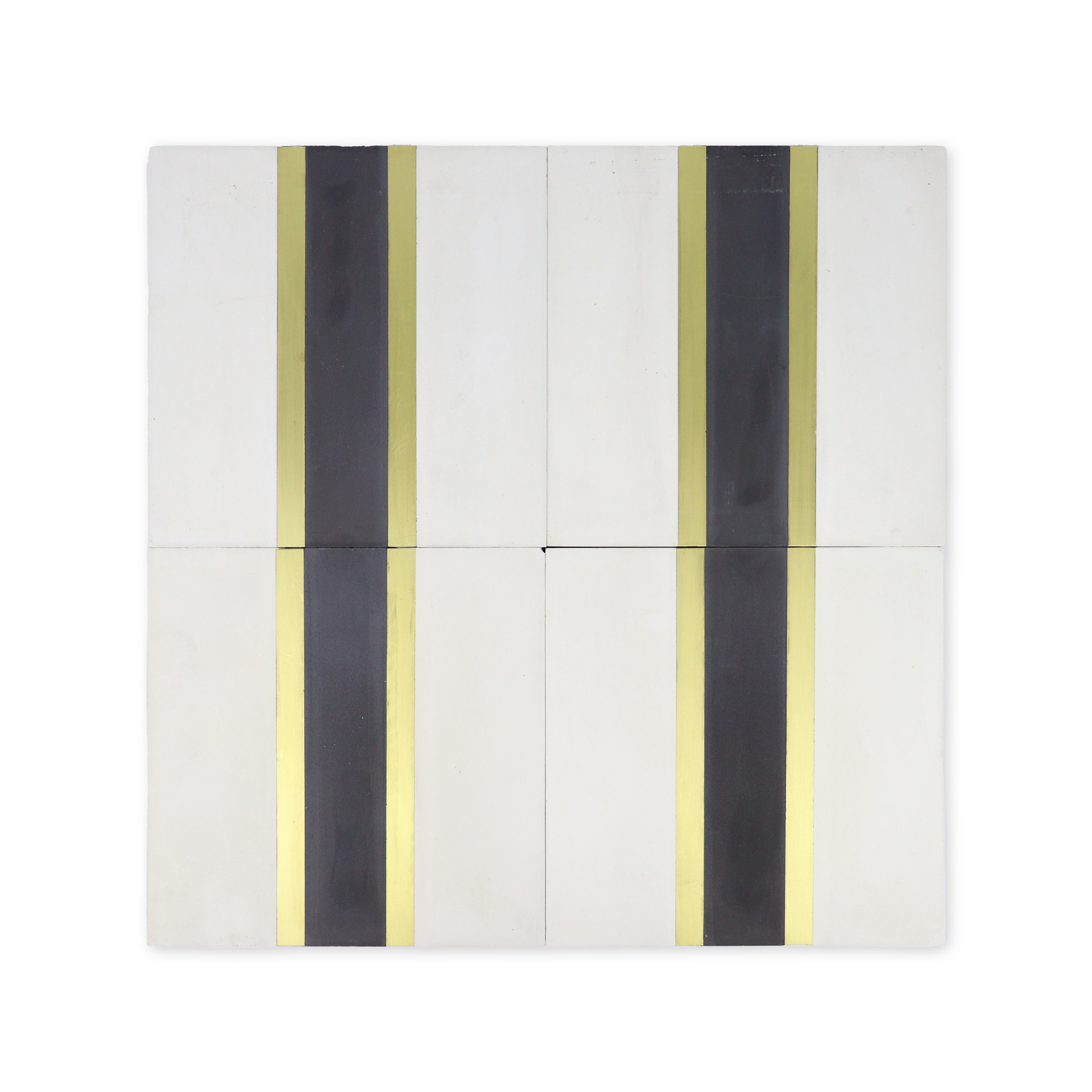 Linea® White Cement Tile with Brass Inlay