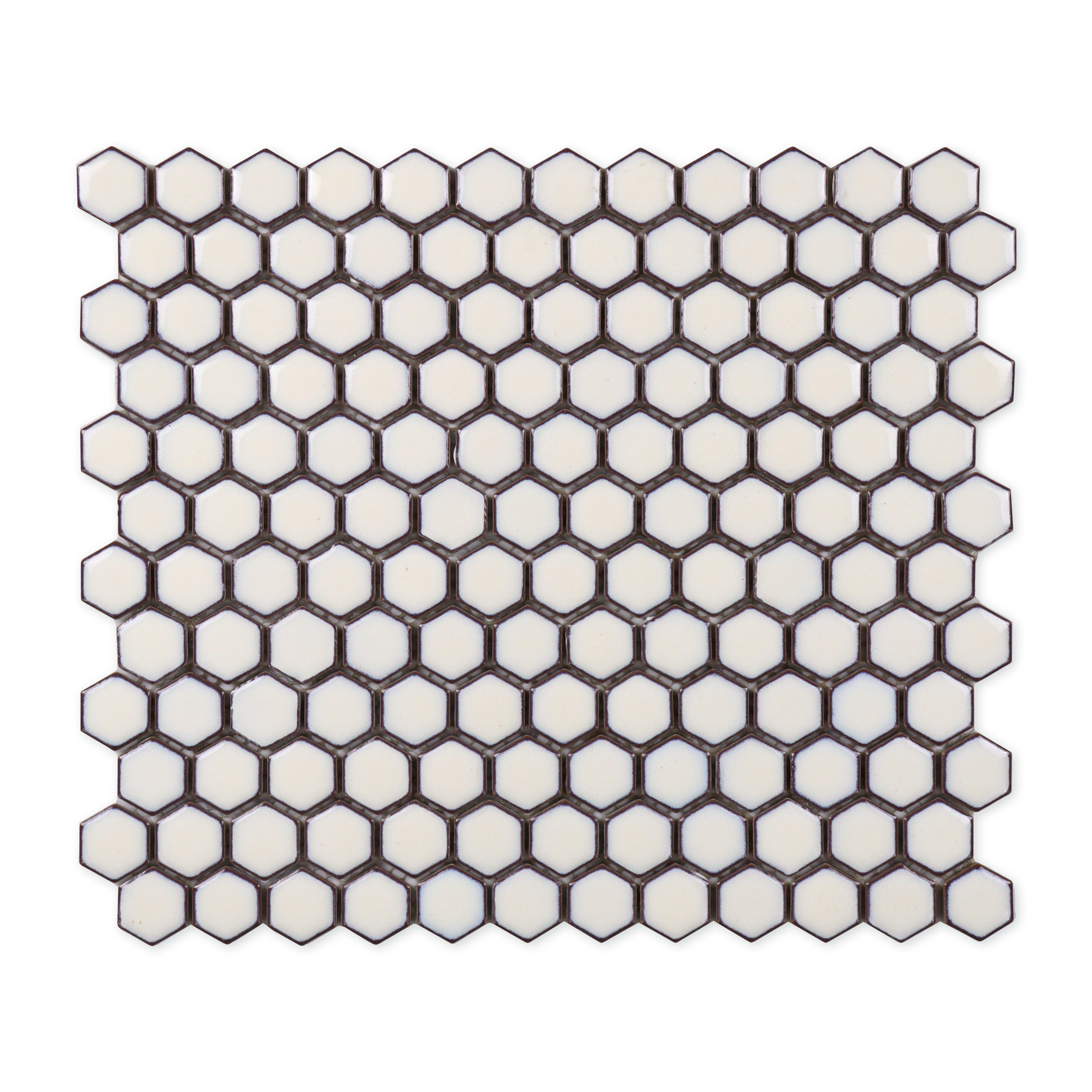 Oyster White Glossy 1’’ Hexagon Mosaic Tile