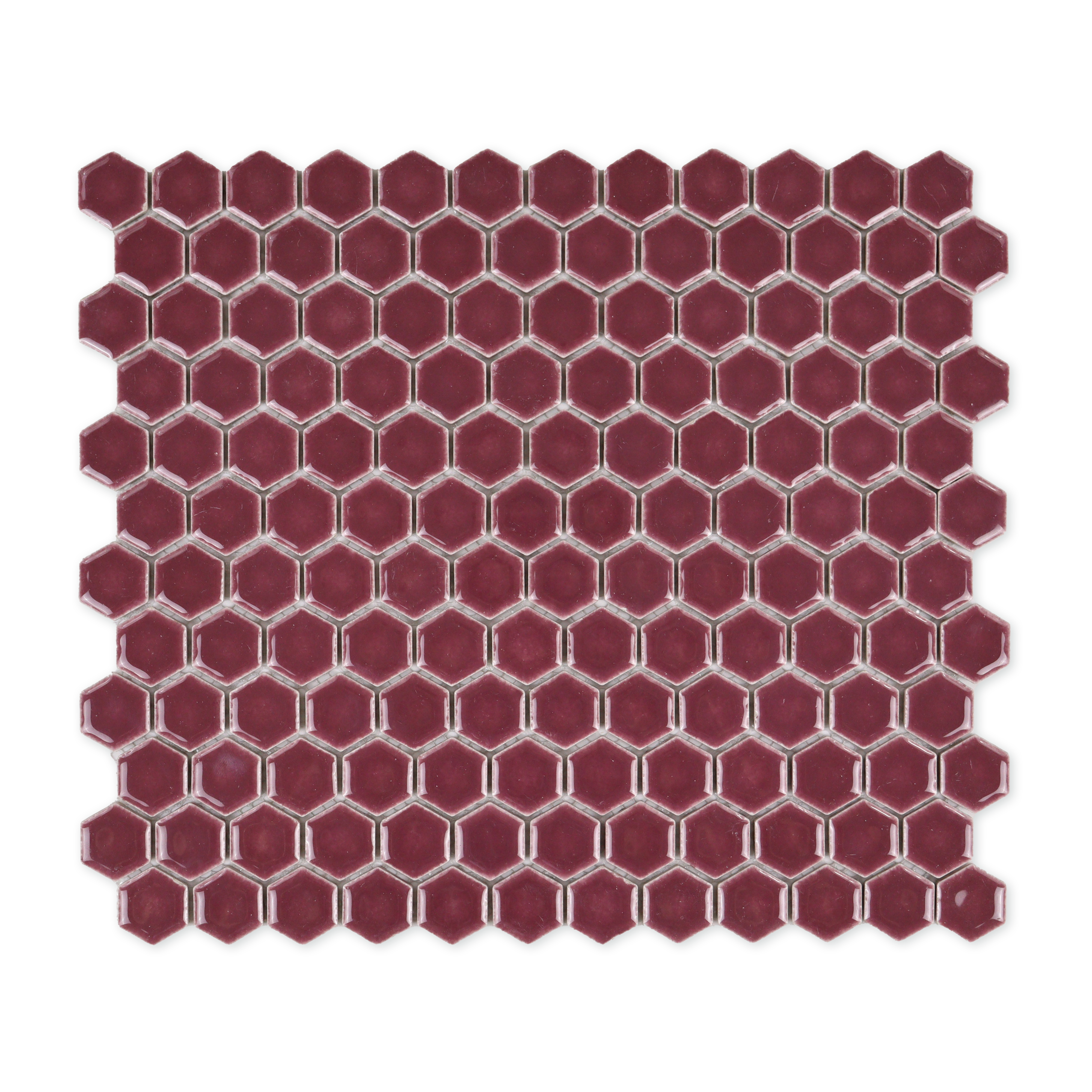 Plum Glossy 1’’ Hexagon Mosaic Tile
