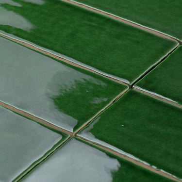 Handmade 3x12 Jade Green Glossy Undulated Subway Tile