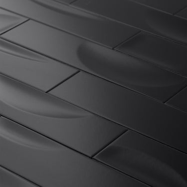 Fasi-Lunari 2.5X10 Concave Coal Black Ceramic Tile
