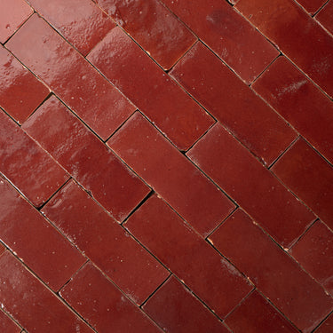 Handmade Moroccan Zellige 2x6 Merlot Red Bejmat Terracotta Tile