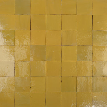 Handmade Moroccan Zellige 4x4 Chamomile Yellow Terracotta Tile