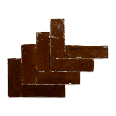 Handmade Moroccan Zellige 2x6 Bitter Bejmat Terracotta Tile