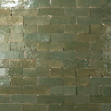 Handmade Moroccan Zellige 2x6 Olive Drab Green Bejmat Terracotta Tile