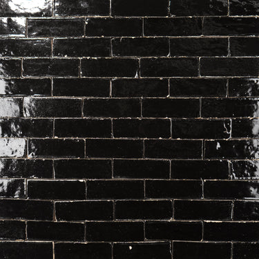 Handmade Moroccan Zellige 2x6 Noir Black Bejmat Terracotta Tile