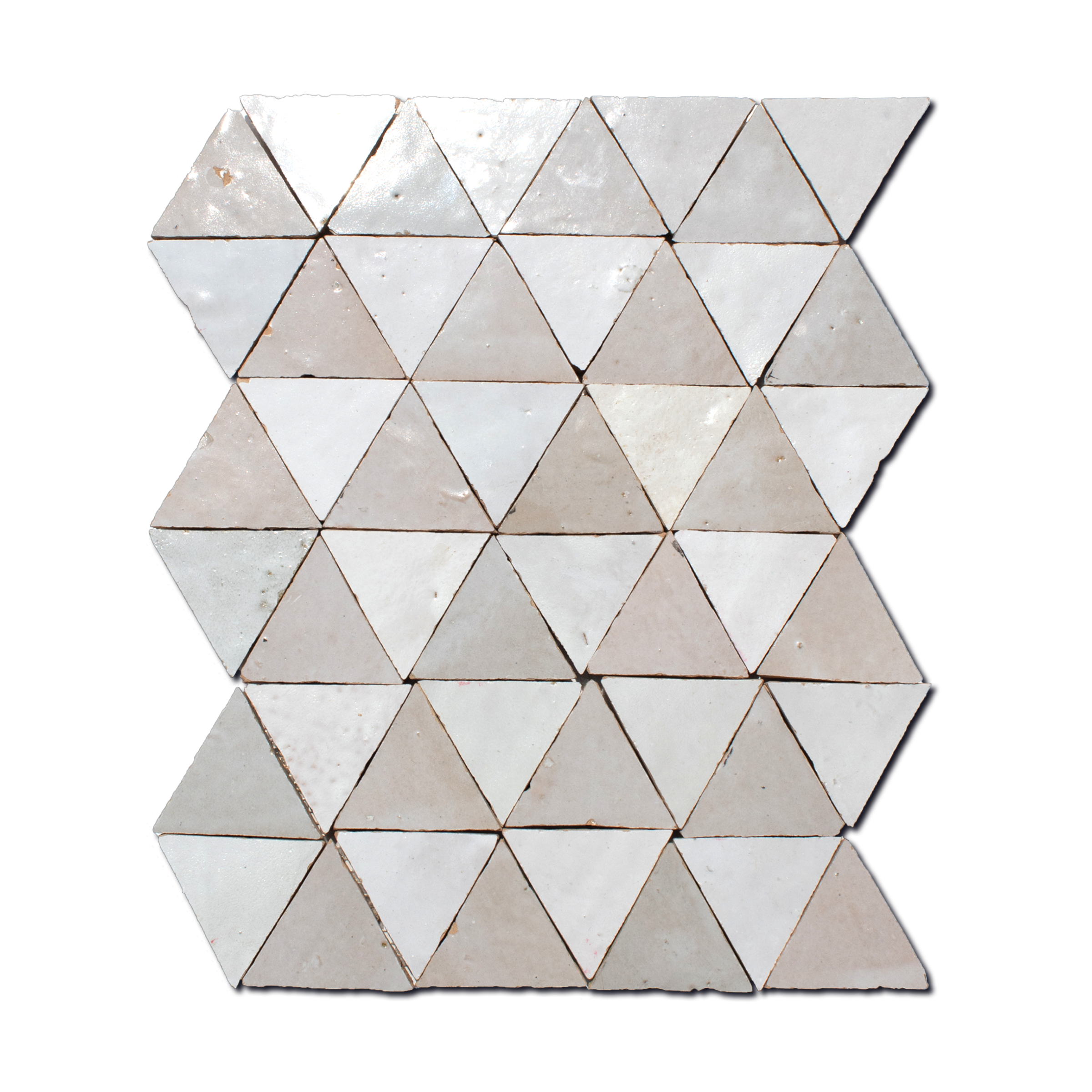 Triangle Pearl with Cotton White Zellige Mosaic