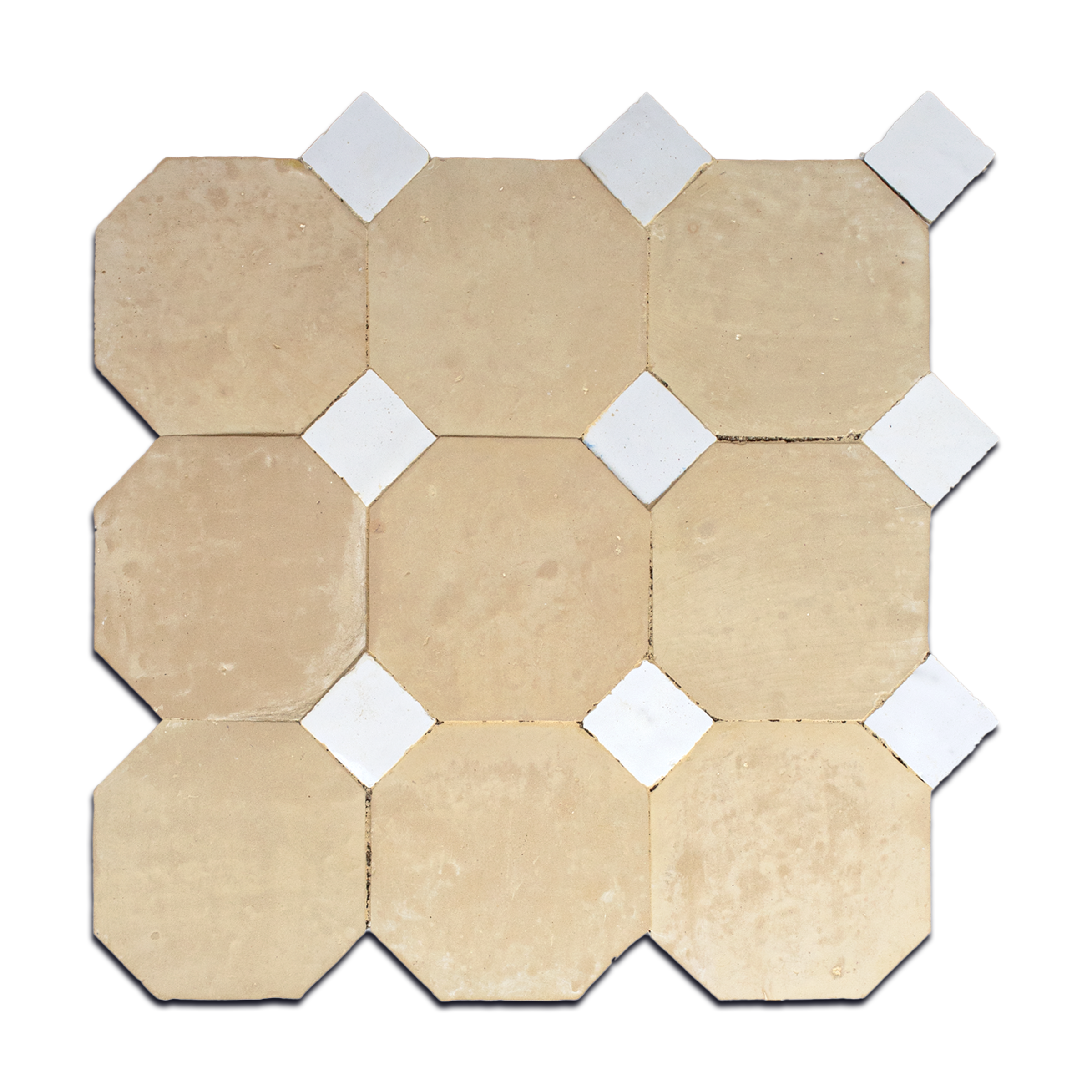Unglazed Octagon with Himalayan Salt White Dots Moroccan Mosaic