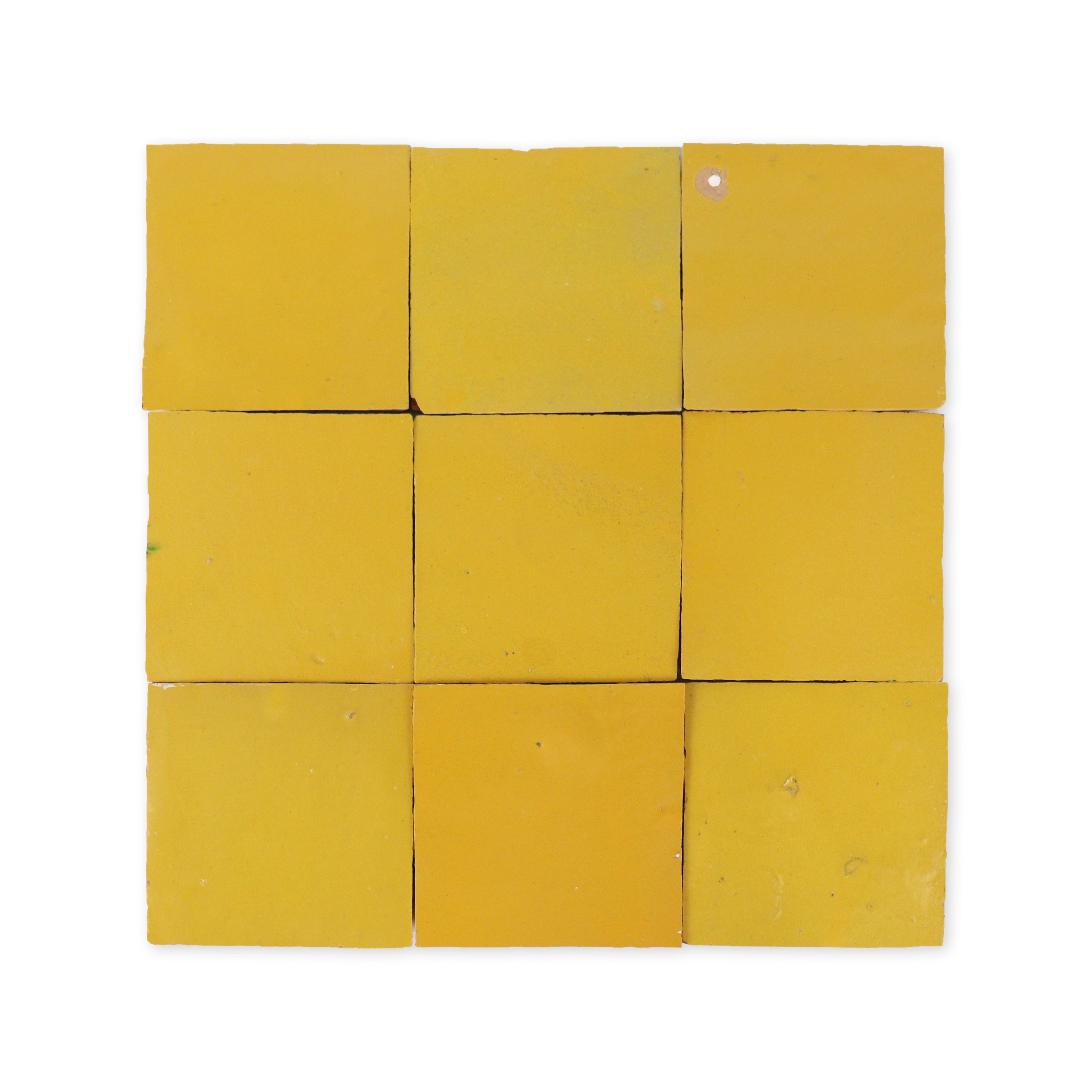 Handmade Moroccan Zellige 4x4 Chamomile Yellow Terracotta Tile