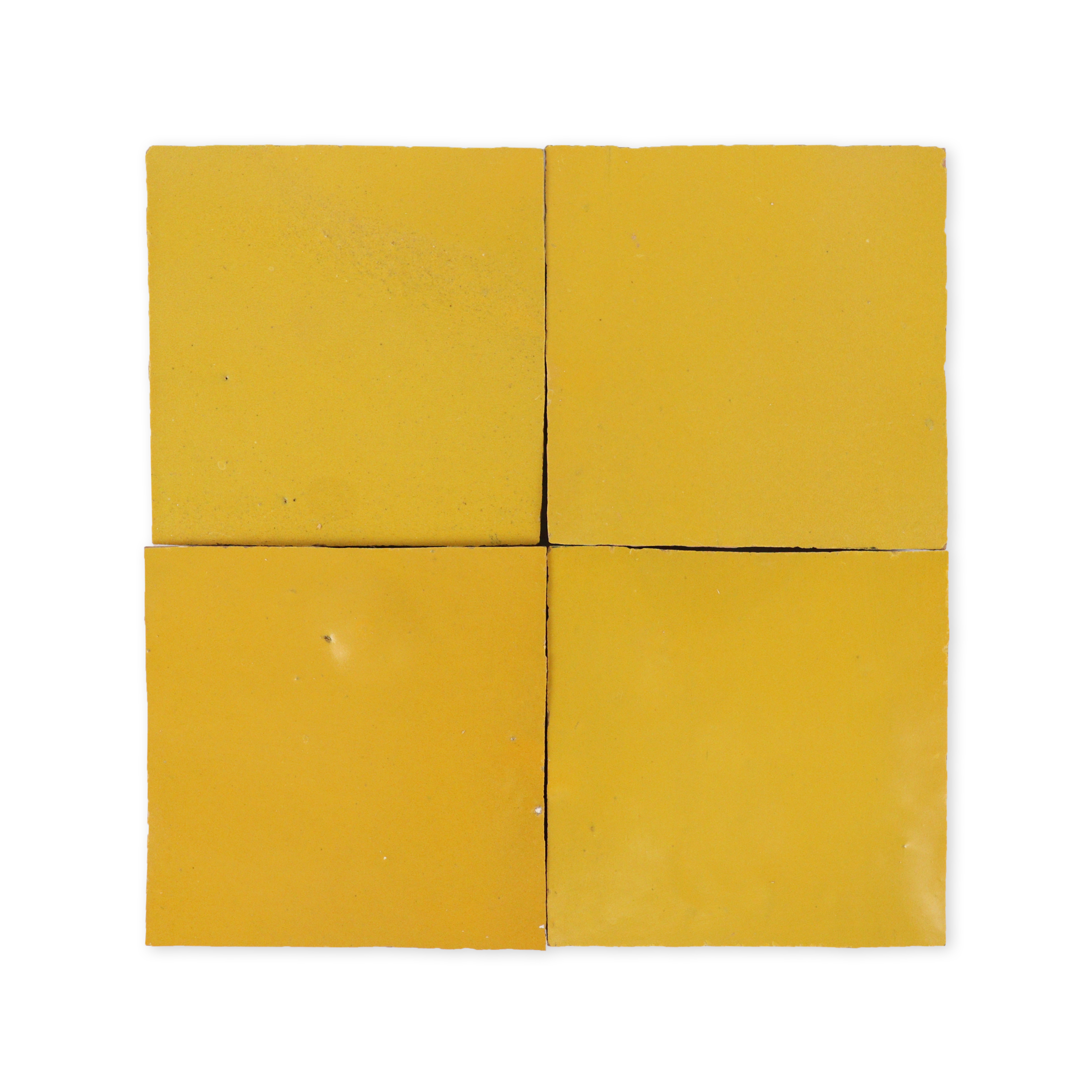 Handmade Moroccan Zellige 4x4 Chamomile Yellow Terracotta Tile