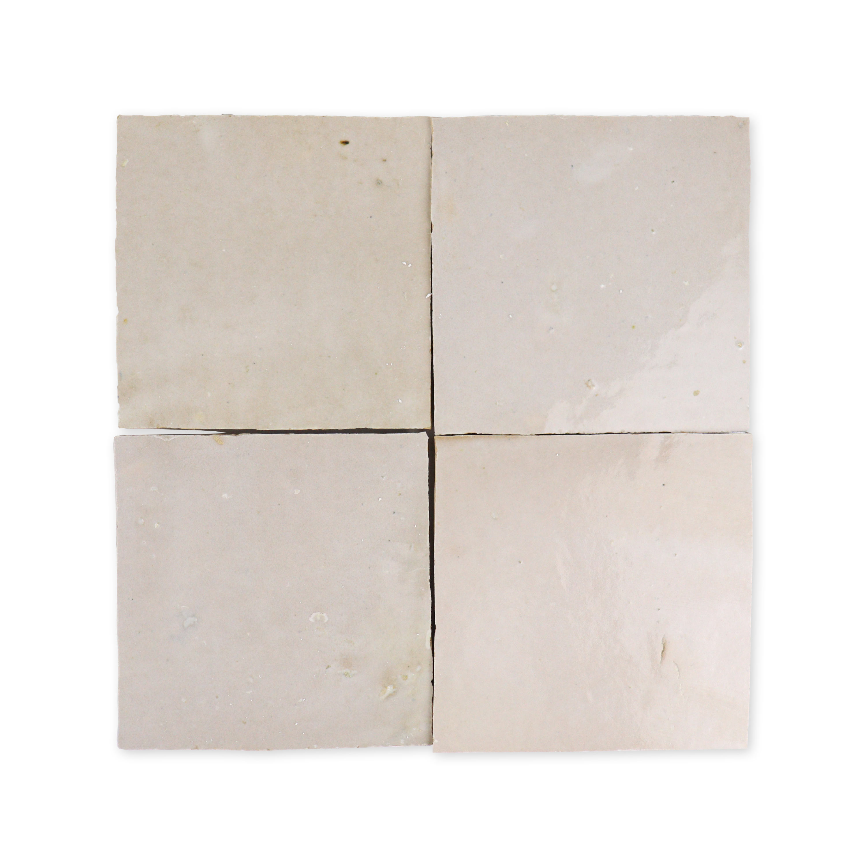Handmade Moroccan Zellige 4x4 Cotton White Terracotta Tile