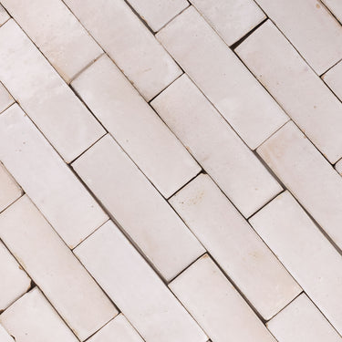 Handmade Moroccan Zellige 2x6 Cotton White Plinthe Terracotta Tile