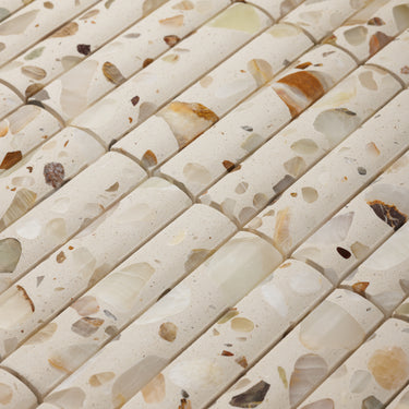 Bamboo Oyster Terrazzo Honed Mosaic Tile