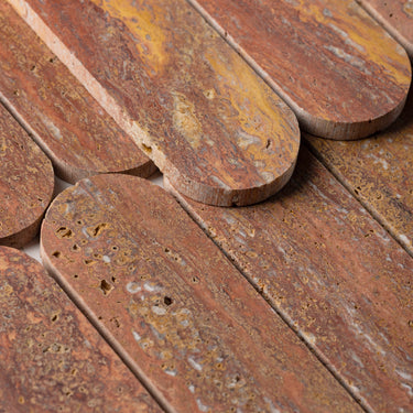 Capsule Red Travertine Marble Honed Mosaic Tile