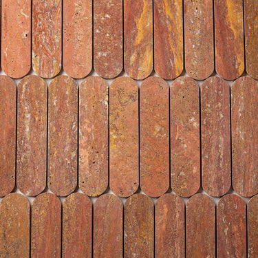 Capsule Red Travertine Marble Honed Mosaic Tile