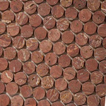 Moneta 1" Red Travertine Honed Mosaic Tile