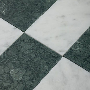 Verde Alpi X Bianco Carrara 3x12 Roman Checker Tile