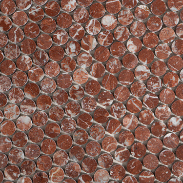 Moneta 1" Rojo Alicante Marble Polished Mosaic Tile