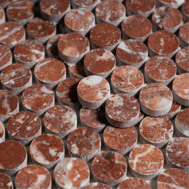 Moneta 1" Rojo Alicante Marble Polished Mosaic Tile