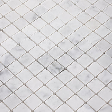 Bianco Carrara 1x1 Roman Marble Mosaic Tile