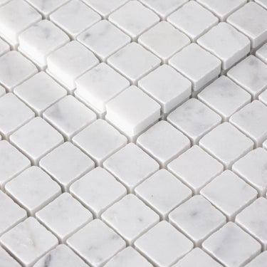 Bianco Carrara 1x1 Roman Marble Mosaic Tile