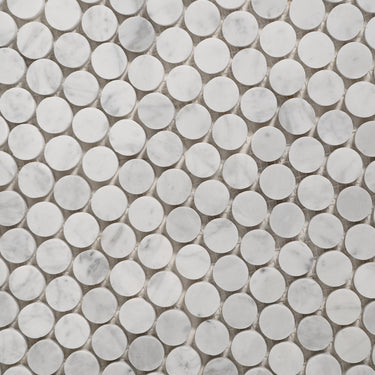 Moneta 1" Bianco Carrara Marble Honed Mosaic Tile