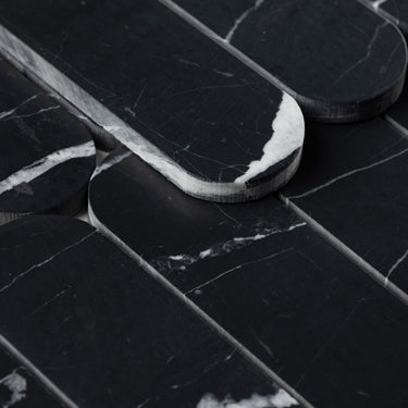 Capsule Nero Marquina Marble Honed Mosaic Tile