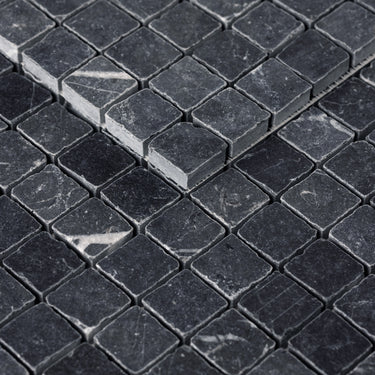 Nero Marquina 1x1 Roman Marble Mosaic Tile