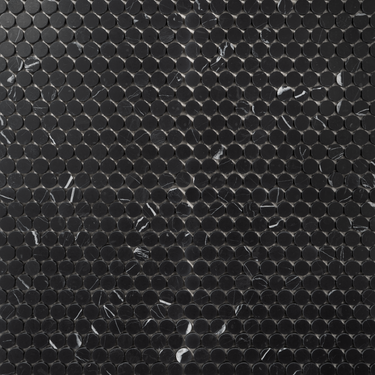Moneta 1" Nero Marquina Marble Honed Mosaic Tile