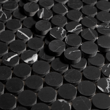 Moneta 1" Nero Marquina Marble Honed Mosaic Tile
