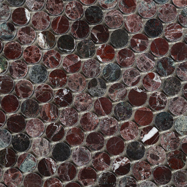 Moneta 1" Rosso Levanto Polished Mosaic Tile