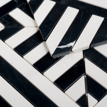 Strata Nero Marquina and Dolomite Marble Honed Mosaic Tile