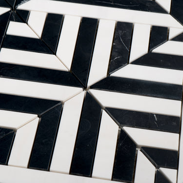 Strata Nero Marquina and Dolomite Marble Honed Mosaic Tile