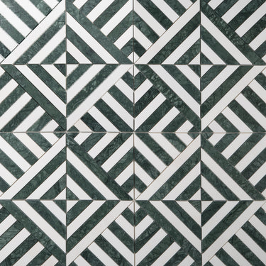 Strata Verde Alpi and Dolomite Marble Honed Mosaic Tile