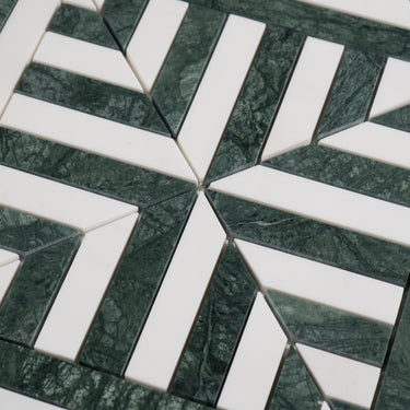 Strata Verde Alpi and Dolomite Marble Honed Mosaic Tile