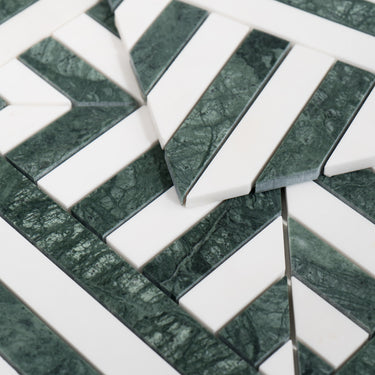 Strata Verde Alpi and Dolomite Marble Honed Mosaic Tile