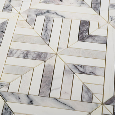 Strata Dolomite and Lilac Marble Honed Mosaic Tile