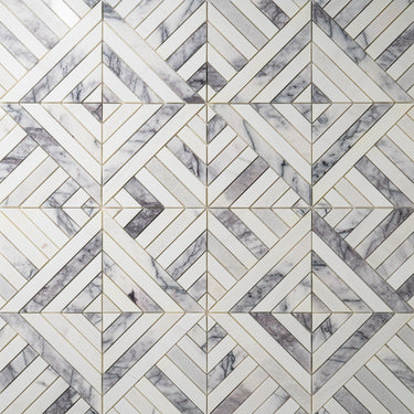 Strata Dolomite and Lilac Marble Honed Mosaic Tile