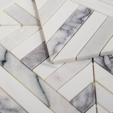 Strata Dolomite and Lilac Marble Honed Mosaic Tile