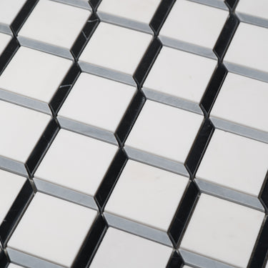 Prism Dolomite - Bardiglio - Nero Marble Polished Mosaic Tile
