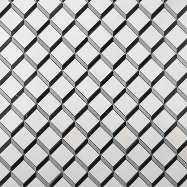 Prism Dolomite - Bardiglio - Nero Marble Polished Mosaic Tile