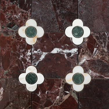 Floral Octagon | Rosso Levanto - Calacatta Viola - Verde Alpi Honed Mosaic Tile