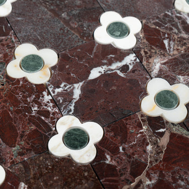 Floral Octagon | Rosso Levanto - Calacatta Viola - Verde Alpi Honed Mosaic Tile